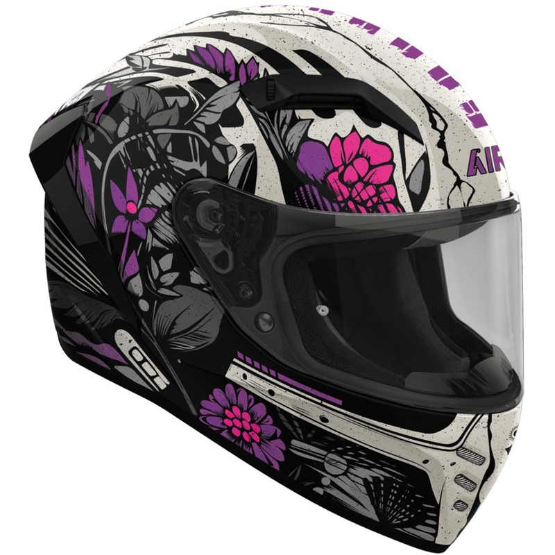 Cască integrală de motocicletă Airoh CONNOR Bloom, negru-gri-violet lucios