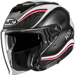 Cască de motocicletă deschisă HJC i31 Depe MC1 negru-alb-roșu