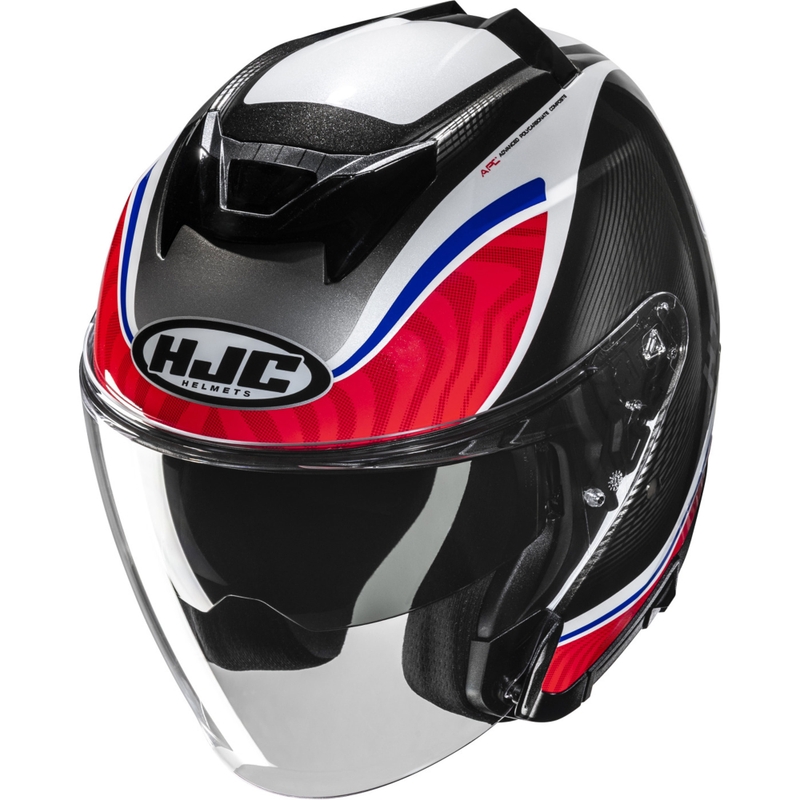 Cască de motocicletă deschisă HJC i31 Depe MC21 negru-alb-roșu-albastru