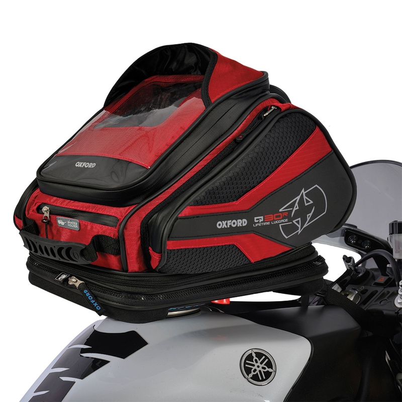 Geantă de rezervor pentru motociclete Oxford Q30R QR negru-roșu