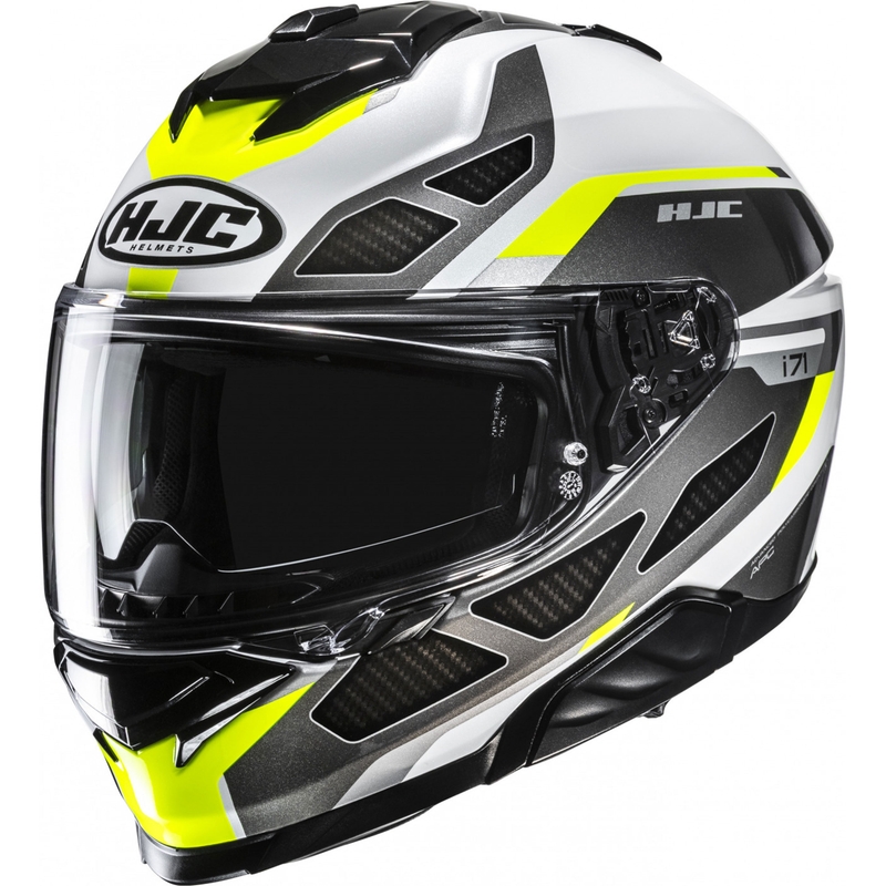 Cască integrală pentru motocicletă HJC i71 Zest MC3H negru-alb-galben fluo