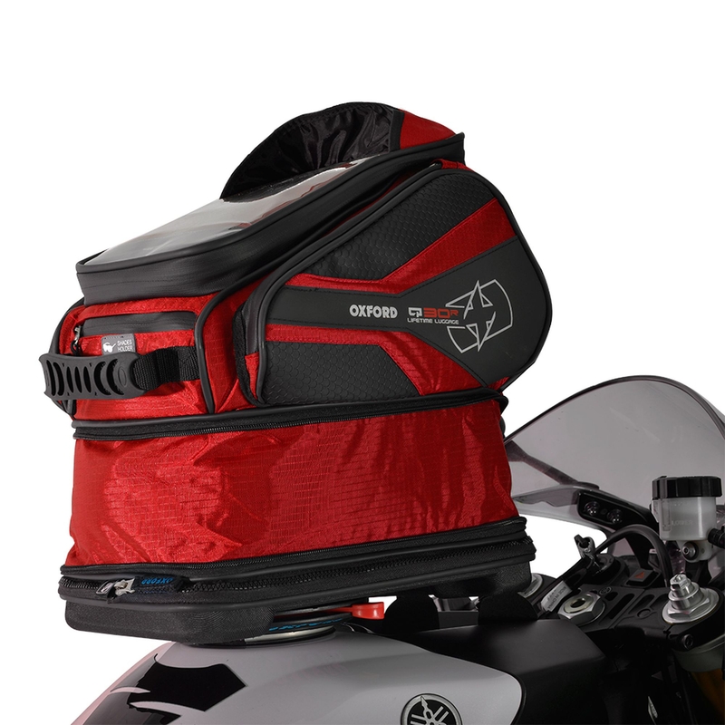 Geantă de rezervor pentru motociclete Oxford Q30R QR negru-roșu