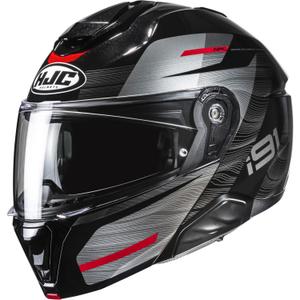 Cască de motocicletă pliabilă HJC i91 Dusk MC1 negru-gri-roșu