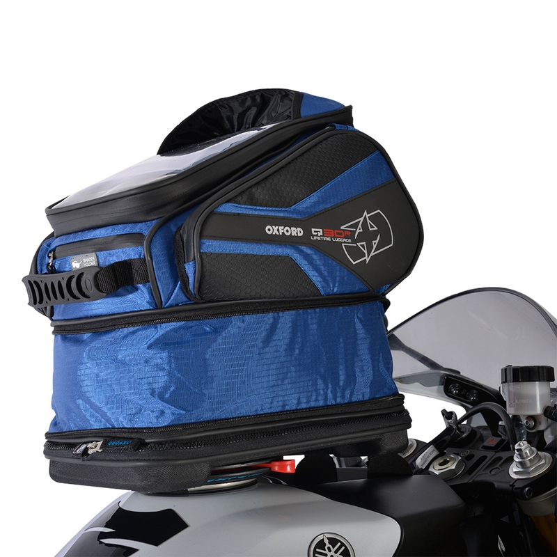 Geantă de rezervor pentru motociclete Oxford Q30R QR negru-albastru