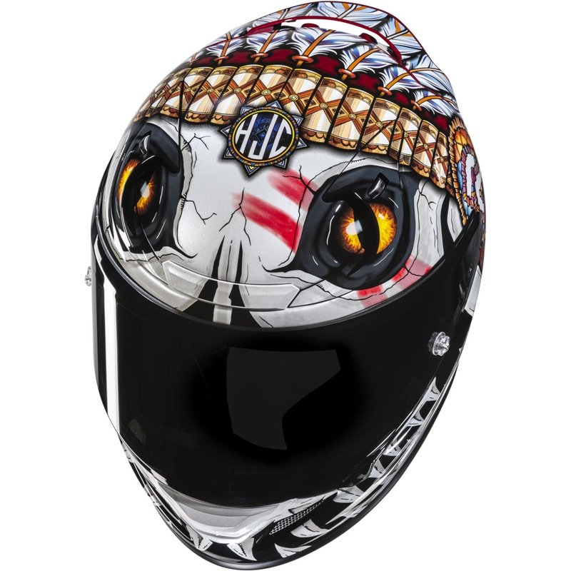 Cască integrală pentru motocicletă HJC RPHA 12 Skully MC1 alb-roșu