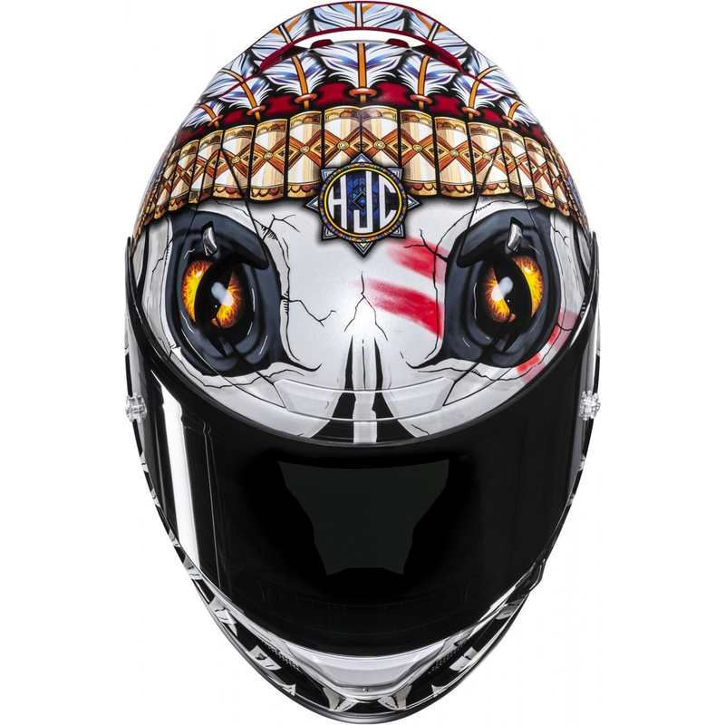 Cască integrală pentru motocicletă HJC RPHA 12 Skully MC1 alb-roșu