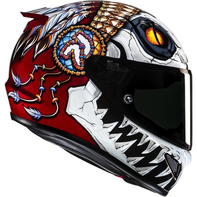 Cască integrală pentru motocicletă HJC RPHA 12 Skully MC1 alb-roșu