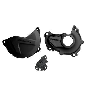 Clutch and ignition cover protector kit POLISPORT 90945 Negru