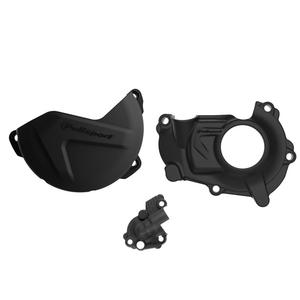 Clutch and ignition cover protector kit POLISPORT 90947 Negru