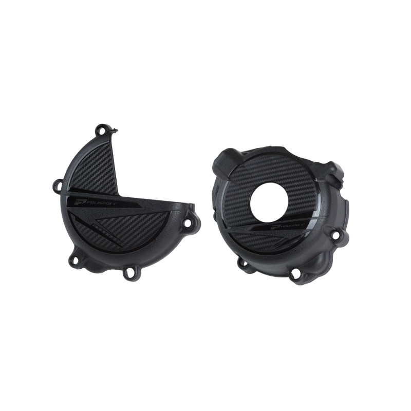 Clutch and ignition cover protector kit POLISPORT Negru