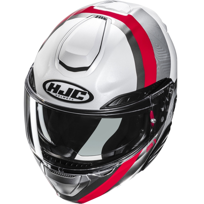 Cască de motocicletă HJC RPHA 91 Fensh MC1, alb-argintiu-roșu