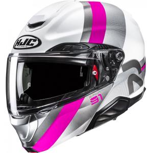 Cască de motocicletă pliabilă HJC RPHA 91 Fensh MC8 alb-argintiu-roz