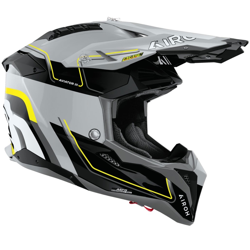 Cască motocross Airoh Aviator 3 Leader, galben lucios