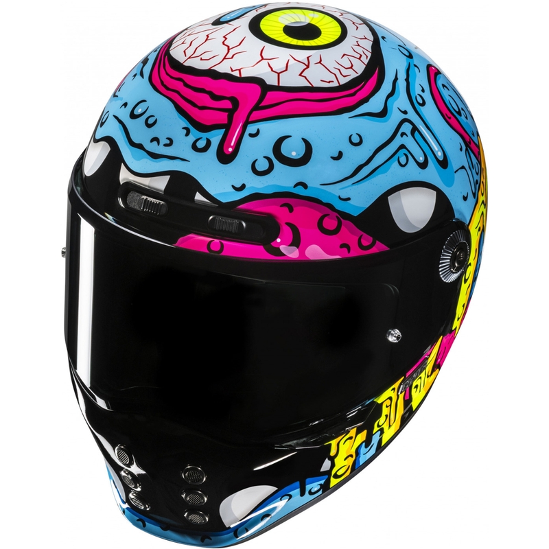 Cască integrală pentru motocicletă HJC V10 Squeeze MC28 albastru-galben-roz