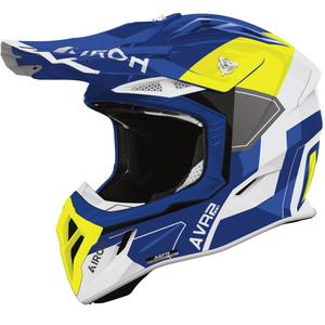 Cască motocross Airoh Aviator ACE 2 Shield, albastru-galben lucios