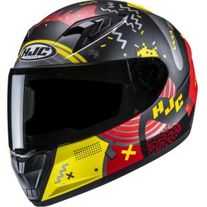 Cască integrală pentru motocicletă pentru copii HJC Y10 Mika MC1SF negru-roșu-galben