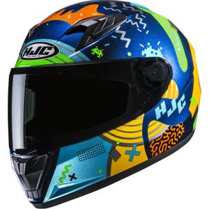Cască integrală pentru motocicletă pentru copii HJC Y10 Mika MC23 albastru-galben-verde