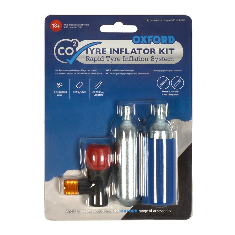 Set de 2 cartușe de CO2 cu adaptor pentru umflarea anvelopelor Oxford