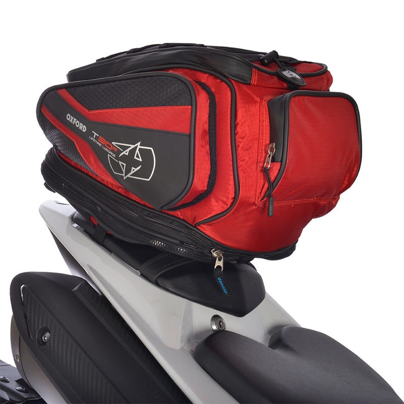 Tankbag și sac de șa Oxford T30R Time Tank 'n' Tailer negru și roșu