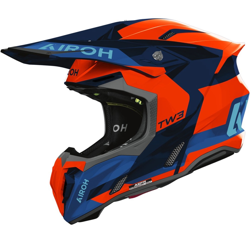 Cască motocross Airoh Twist 3 Fancy strălucitoare fluo portocaliu-albastru