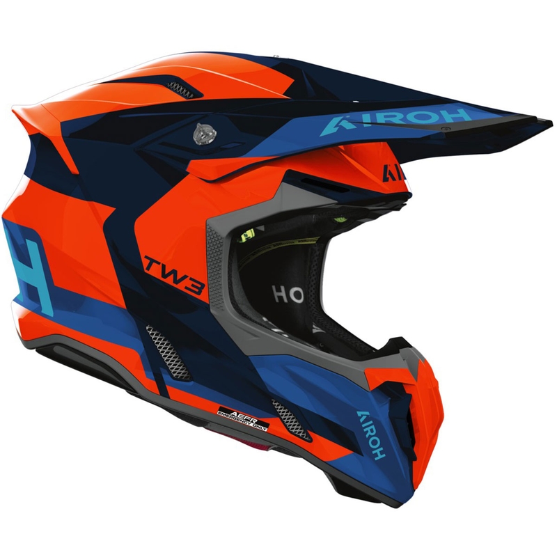 Cască motocross Airoh Twist 3 Fancy strălucitoare fluo portocaliu-albastru