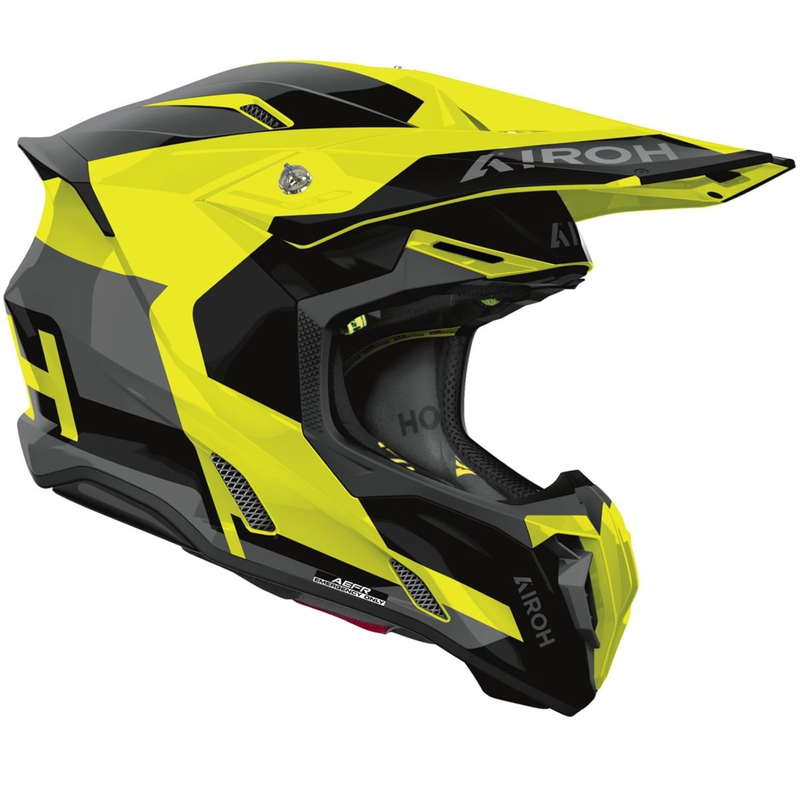 Cască motocross Airoh Twist 3 Fancy, galben fluo strălucitor