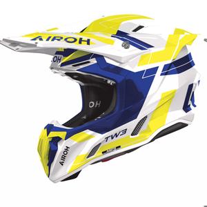 Cască motocross Airoh Twist 3 Dynasty albastru lucios-galben fluo