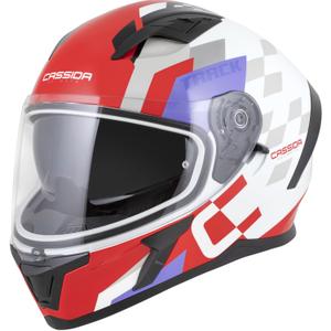 Cască integrală pentru motocicletă Cassida Orbit Track, roșu fluo, alb-violet-negru