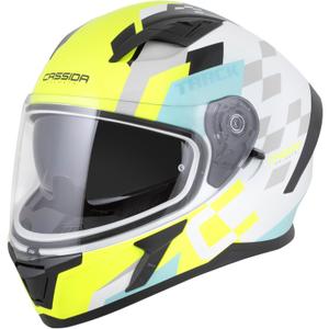 Cască integrală pentru motocicletă Cassida Orbit Track alb-galben fluo-turcoaz-negru