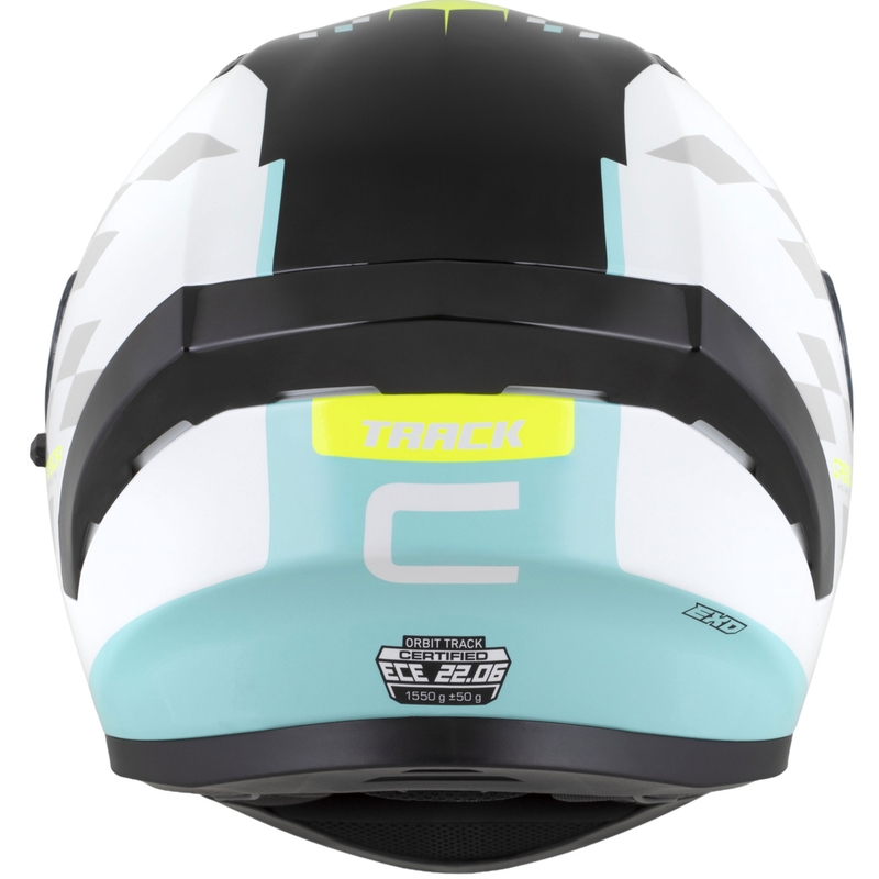 Cască integrală pentru motocicletă Cassida Orbit Track alb-galben fluo-turcoaz-negru