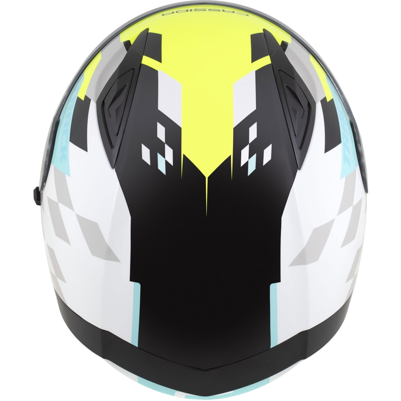 Cască integrală pentru motocicletă Cassida Orbit Track alb-galben fluo-turcoaz-negru