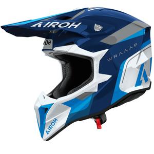 Cască motocross Airoh Wraaap Conquer albastru lucios