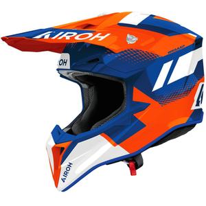 Cască motocross Airoh Wraaap Vision portocaliu-albastru strălucitor