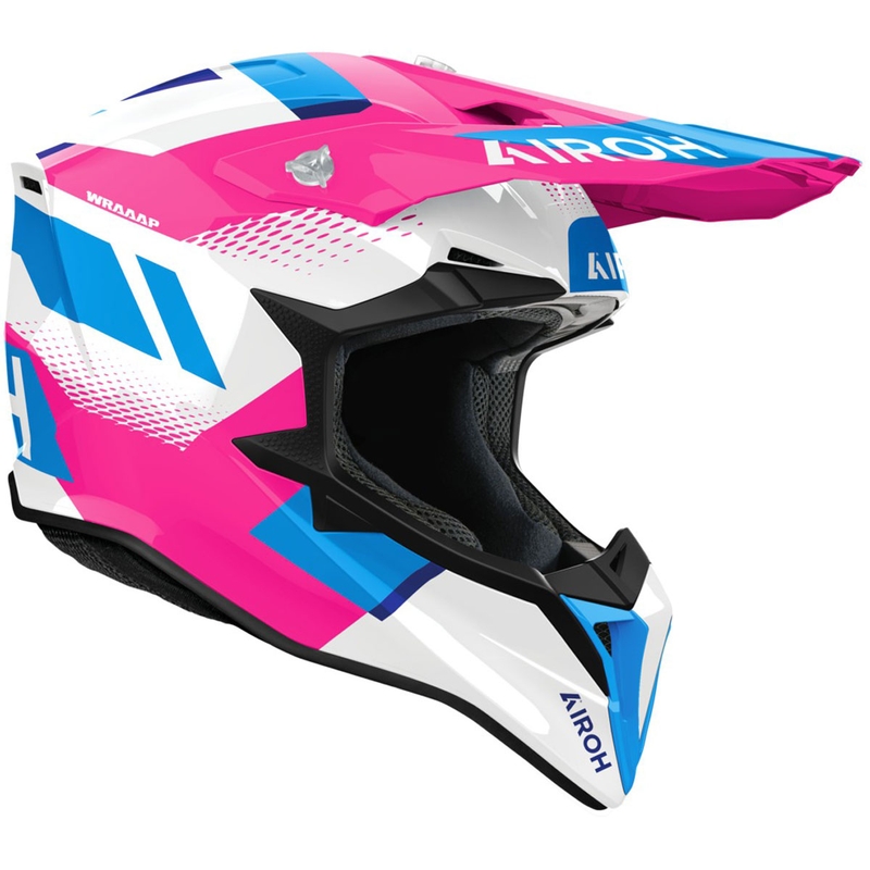 Cască de motocross Airoh Wraaap Vision roz lucios