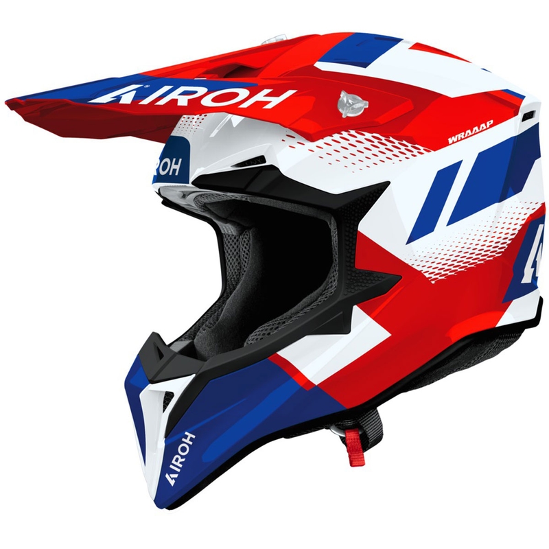 Motokrosová helma Airoh Wraaap Vision lesklá červeno-modrá