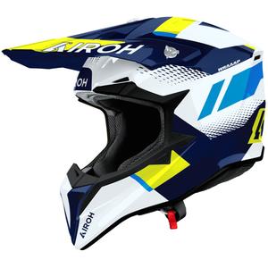 Cască motocross Airoh Wraaap Vision galben-albastru lucios