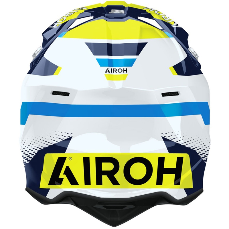 Cască motocross Airoh Wraaap Vision galben-albastru lucios
