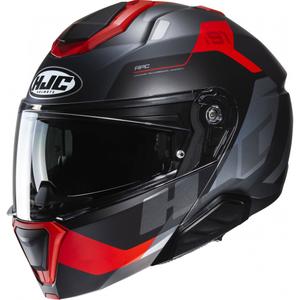 Cască de motocicletă pliabilă HJC i91 Carst negru-gri-roșu