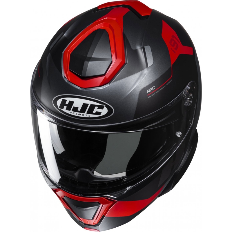 Cască de motocicletă pliabilă HJC i91 Carst negru-gri-roșu