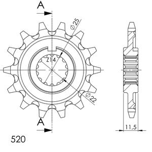 Pinion fata SUPERSPROX STEALTH CST-192:14.1 14T, 520
