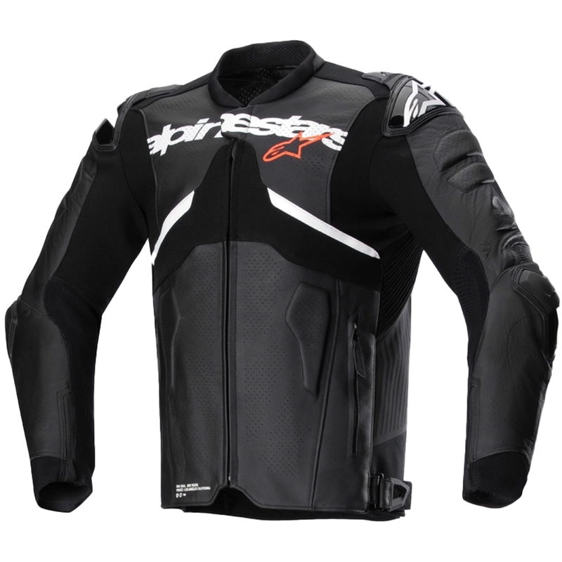 Geacă de motocicletă din piele Alpinestars Atem 5 alb-negru