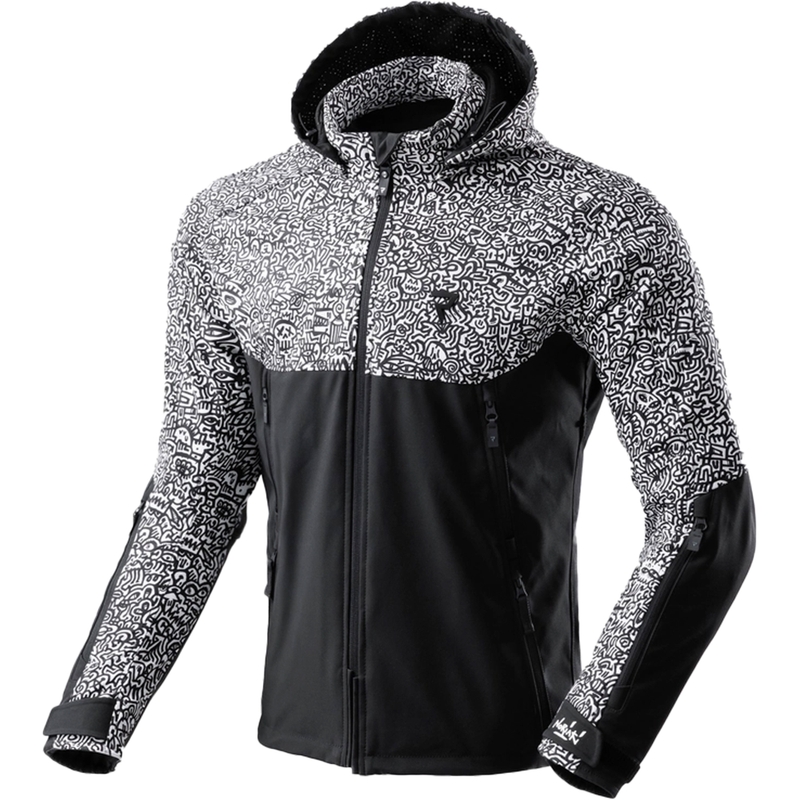 Jachetă de motocicletă softshell Rebelhorn Slash Noriaki alb-negru
