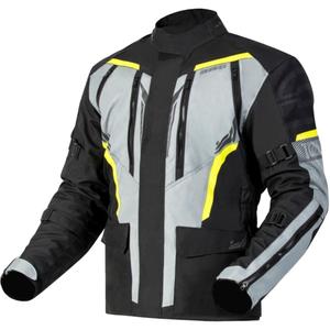 Geacă de motocicletă Ozone Tour III negru-gri-galben-fluo