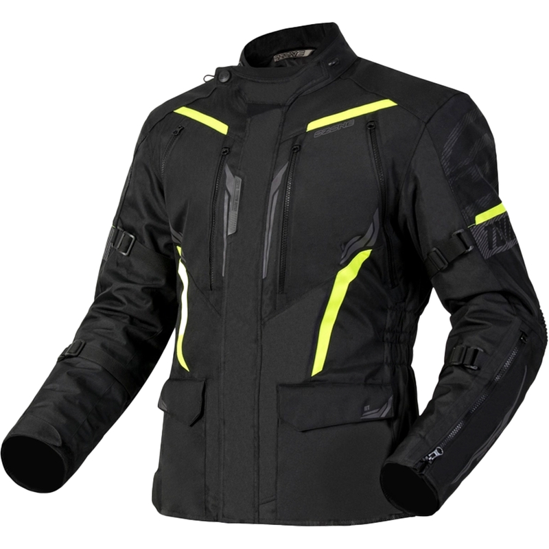 Geacă de motocicletă Ozone Tour III negru-antracit-galben-fluo