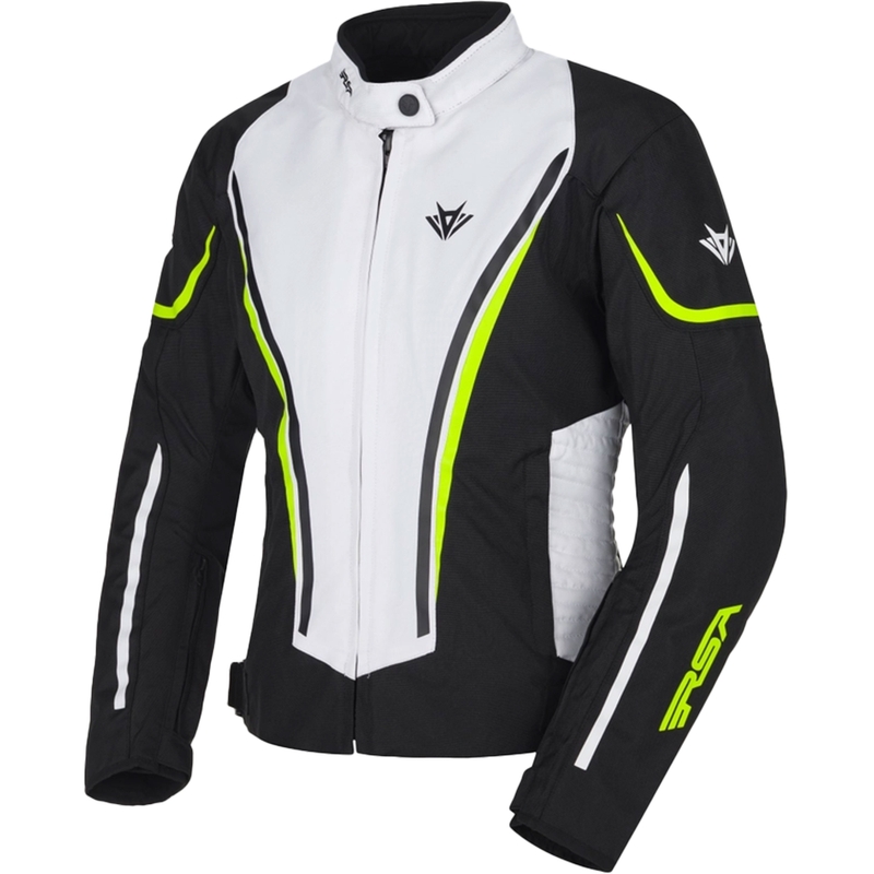 Geacă de motocicletă pentru femei RSA Wasp alb-negru-galben fluo