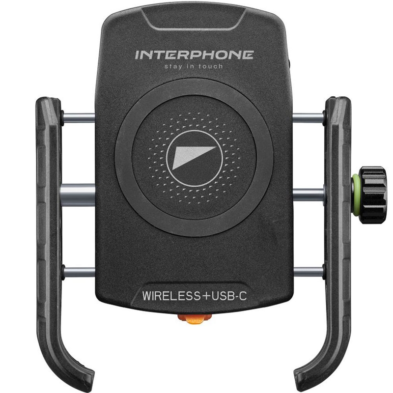 Suport telefon Interphone Crab cu încărcare wireless și USB-C negru