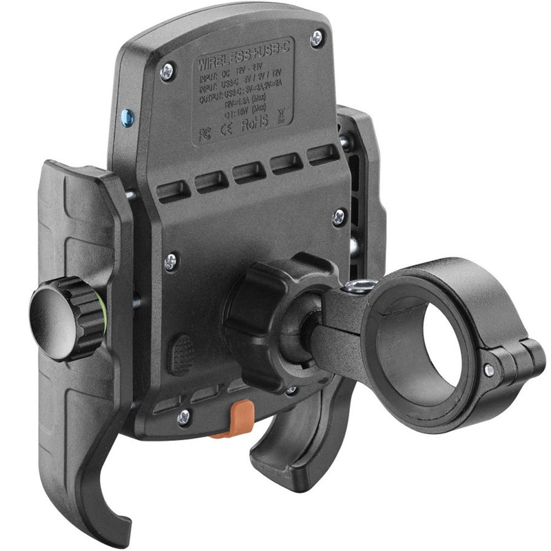 Suport telefon Interphone Crab cu încărcare wireless și USB-C negru