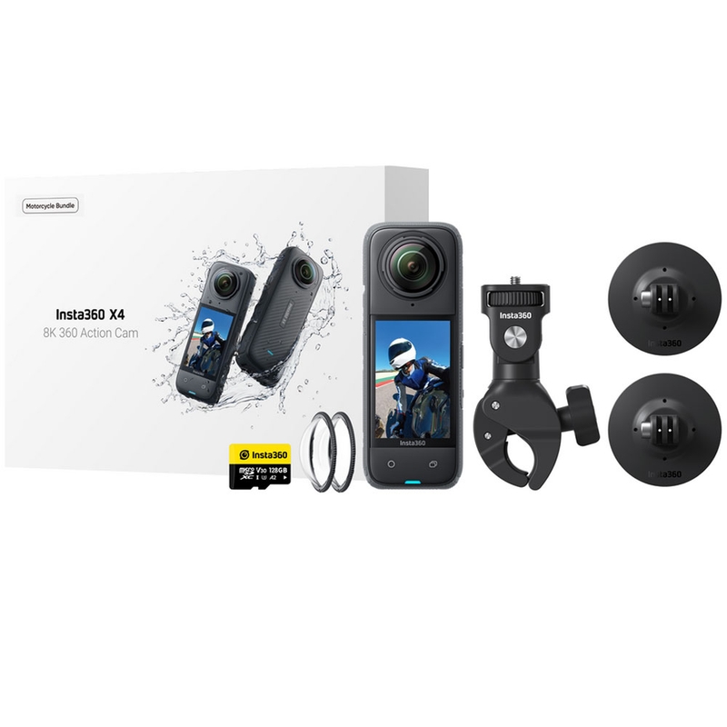 Pachet cameră de acțiune pentru motocicletă Insta360 X4, negru