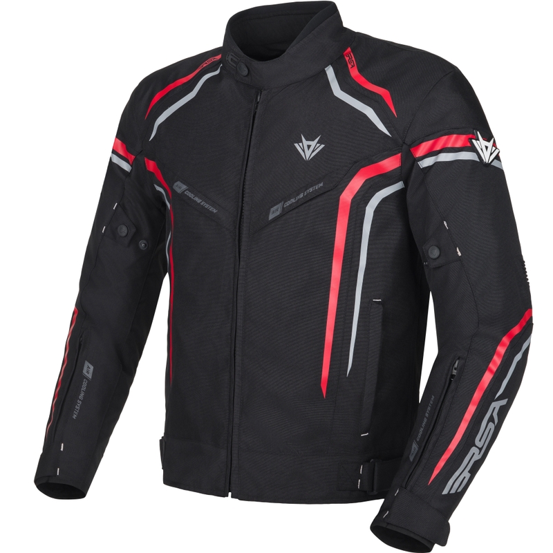 Geacă de motocicletă RSA Compact 2 negru-gri-roșu