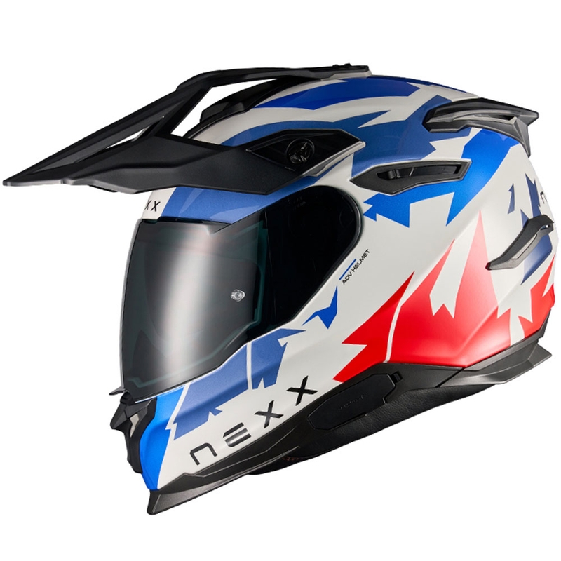 Casca moto enduro NEXX Y.TRAVL Primal albastru-rosu